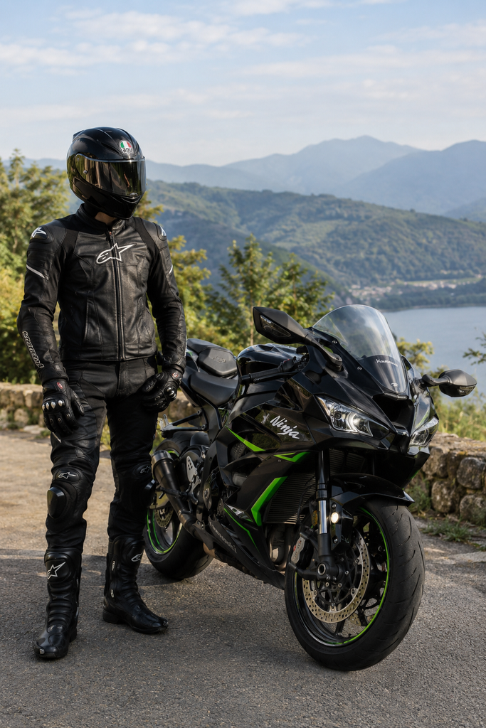 bike rider with sports bike